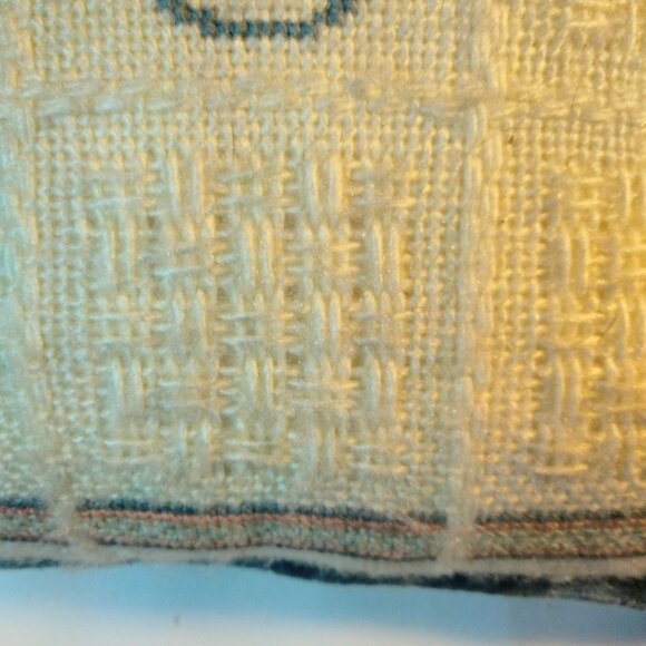 Handmade Needlepoint Pillow Monogram Letter C Blue Velvet Backing 10x10 Vintage - Picture 5 of 5